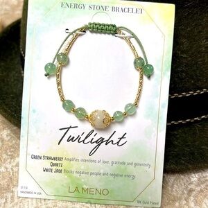 Brand New Twilight Energy Stone Bracelet 18Kt Gold Plated Quartz White Jade